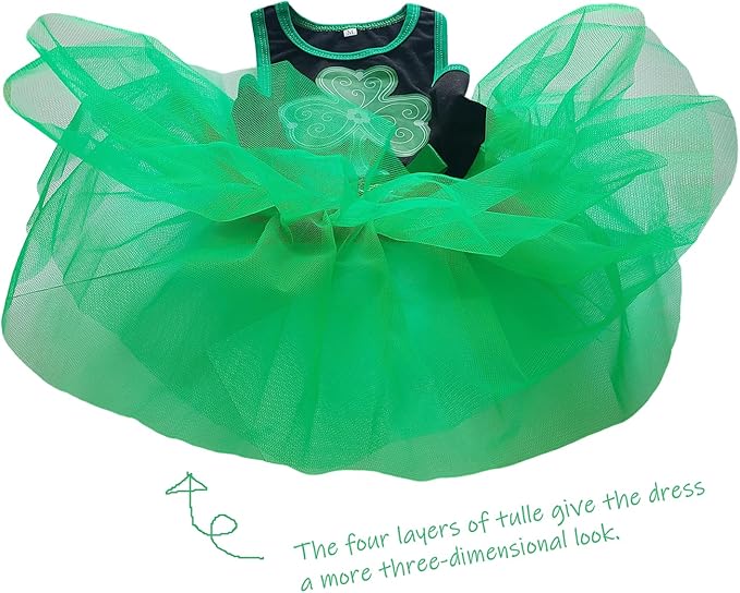 Small Dog St. Patricks Day Outfit Green Dress, Bandana & Bow Clip 3 Piece Irish Pet Cat Costume Accessories L