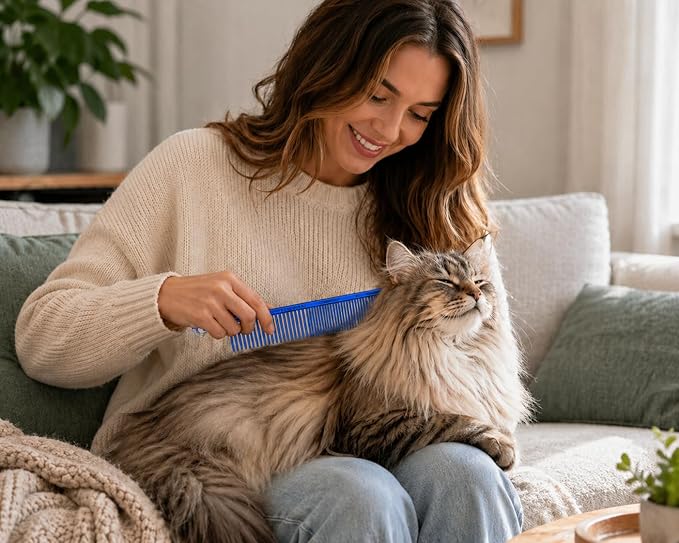 Resco Professional Anti-Static Best Dog, Cat, Pet Grooming Comb, Medium/Coarse Tooth Spacing, 1.5-Inch Pins, Candy Blue
