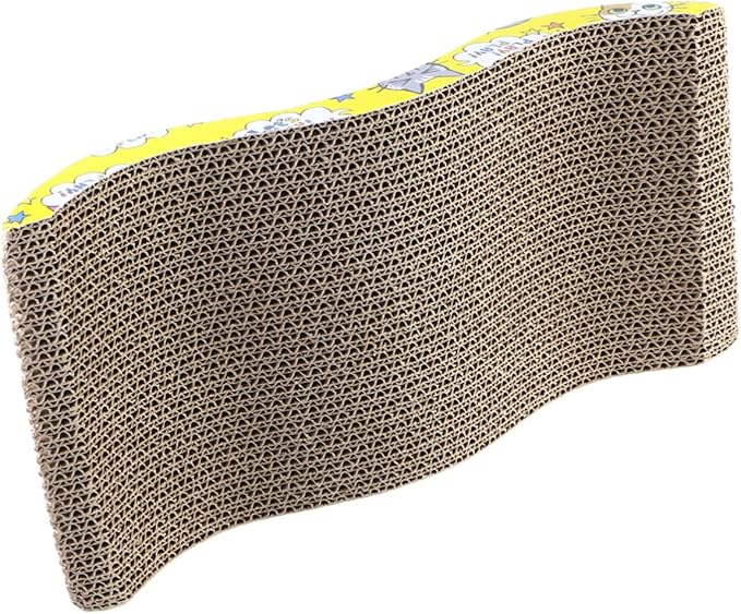 GANAZONO Durable Corrugated Board Cat Scratcher Pad Lightweight W Shaped Cat Bed for Natural Claw Protects Furniture from Scratching Random Color