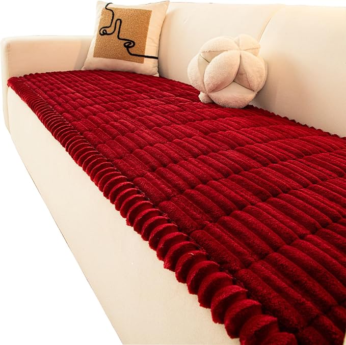 Anti-Slip Sofa Cushion, Washable Couch Cover Cat Mat Pet Pad Blanket for Furniture Protector Customizable Sofa Slipcover Pets Friendly(70x300cm(28x118inch), Red)
