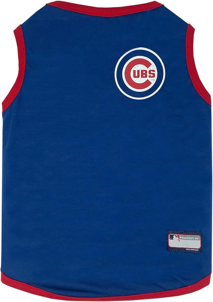 Pets First MLB Chicago Cubs Reversible T-Shirt, Large for Dogs & Cats. A Pet Shirt That Comes with 2 Designs; Stripe Tee Shirt on one Side; The Other Side!, Chicago Cubs Reversible TEE (CUB-4158-LG)