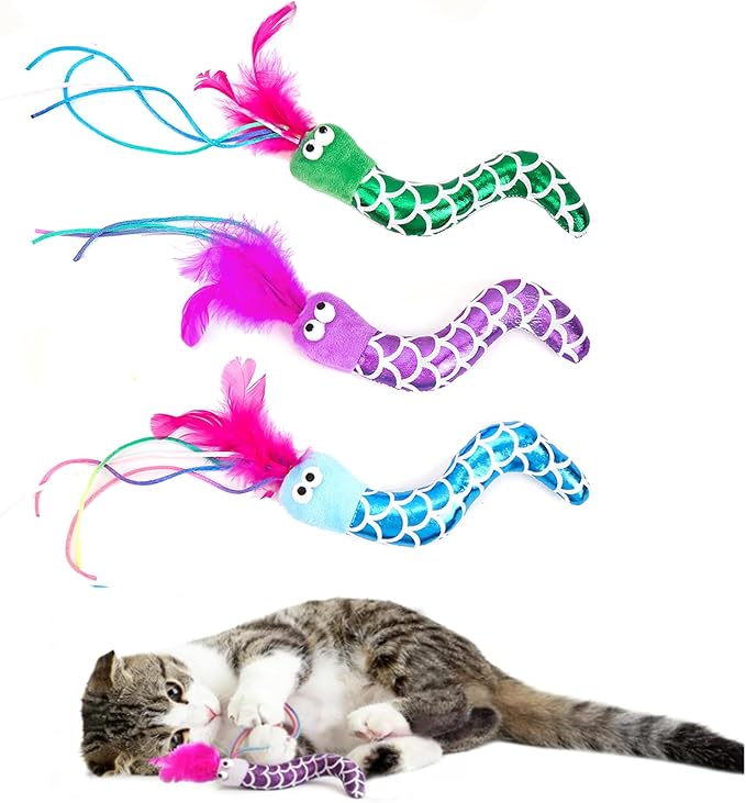 Catnip Cat Toys Fish, 3 Pack Catnip Crinkle Sound, Soft and Durable, Interactive Kitten Kicker for Indoor Cat Kitten Exercise