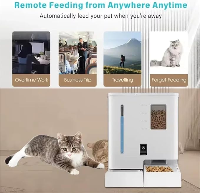Automatic 2 in 1 Cat Dog Feeder & Smart Pet Water Fountain with Camera | Pet Feeding & Watering Products(WiFi Version)