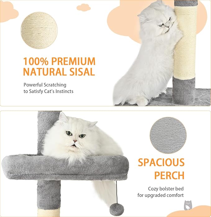 Floor to Ceiling Cat Tree, Cat Tower with Adjustable Height 98-110 Inches, 5 Tiers Tall Cat Tree Floor to Ceiling with Cozy Bed,Platforms, Sisal Scratching Posts for Cats, Soft Gray