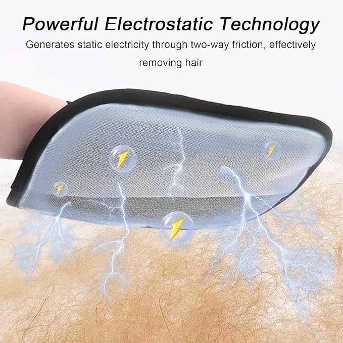 AUBELL Pet Hair Removal Glove for Dogs & Cats,2025 Upgrade Five-Finger Electrostatic Magic Brush,Animal Fur Removal Tool,Reusable Efficient Pet Hair Remover for Couch,Carpet,Clothes（1Pcs,Black）