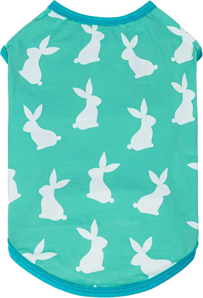 Fitwarm Easter Bunny Dog Shirt, Dog Clothes for Small Dogs Boy Girl, Pet Cat Holiday Outfit, Teal Green, Small