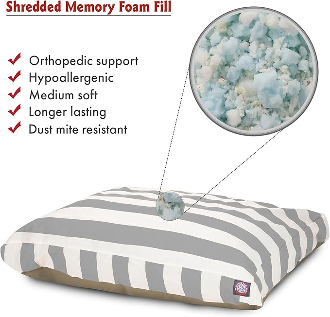 Majestic Pet Shredded Memory Foam Dog Bed Small with Removable Washable Cover – Rectangle Orthopedic Dog Bed–Durable Dog Crate Bed-Flat Dog Bed for Senior Dogs - (27x20) S - Links - Gray