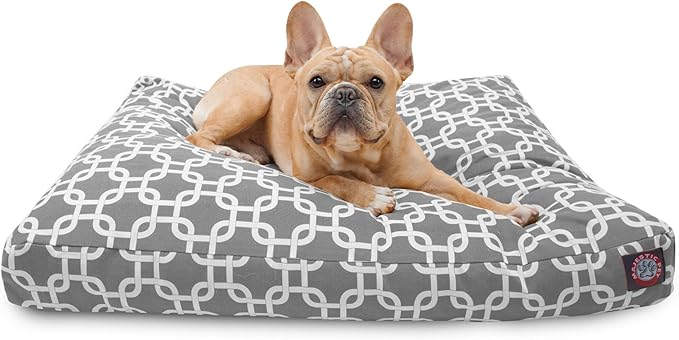 Majestic Pet Shredded Memory Foam Dog Bed Small with Removable Washable Cover – Rectangle Orthopedic Dog Bed–Durable Dog Crate Bed-Flat Dog Bed for Senior Dogs - (27x20) S - Links - Gray