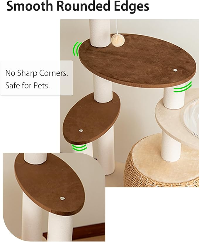 56.7in Large Wooden cat Tree for Large Multiple Cats,cat Tree with Observation Deck, Suitable for Summer and Winter 144CM (Particleboard)