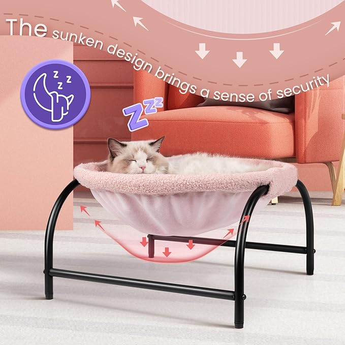 JUNSPOW Cat Hammock Bed - Detachable, Breathable, Easy Assembly Indoors Outdoors, 16.9 in x 16.9 in x 9.5 in