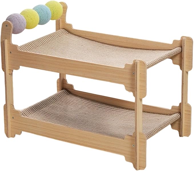 Layer Cats Sisal Pad Wood Construction Indoor Scratcher Tree House for Rest Furniture Protections Wooden Bed with Post