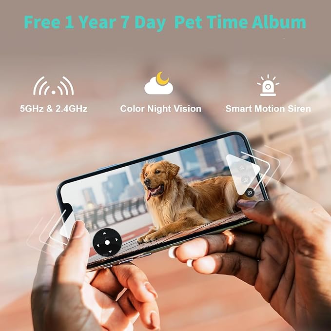 Alaga Indoor Security Camera,3K, 360° Pan/Tilt, Human/Pet/Motion AI, Night Vision, Speaker, Indoor Camera with Phone App, Compatible with Alexa & Google Assistant,5G & 2.4G WiFi,Black