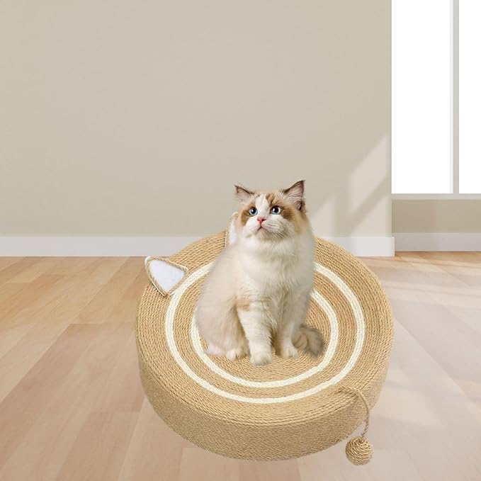 Cat Scratching Board Sisal Oval Scratcher Lounge Bed Antislip Resistant Pad Comfortable Rest Suitable for Indoor Furniture 40cmx