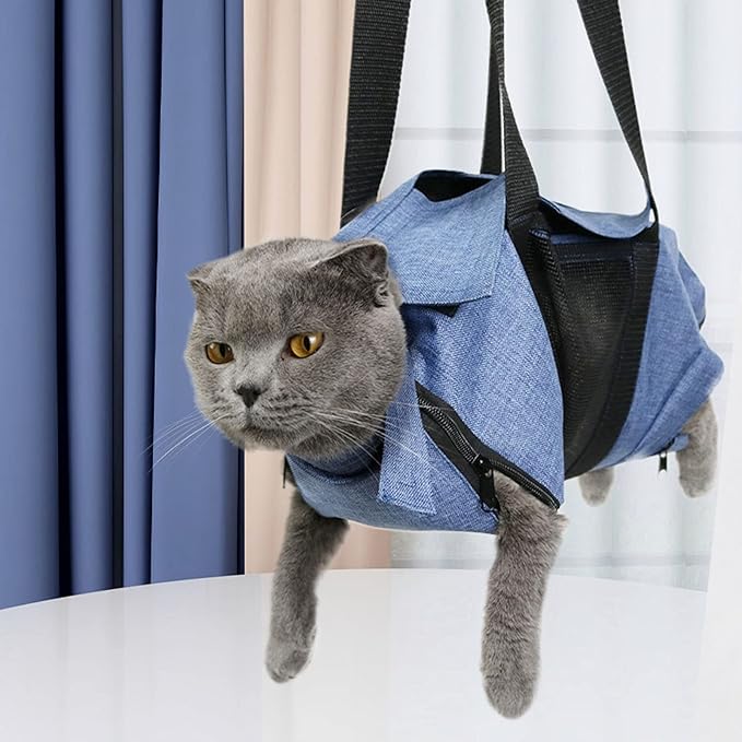 Fockety Cat Nail Clipping Cleaning Grooming Restraint Bag, No Scratching Biting for Bathing, Pet Bag for, Administering Eye Drops, Ear Cleaner, Clipping Nails Trimming