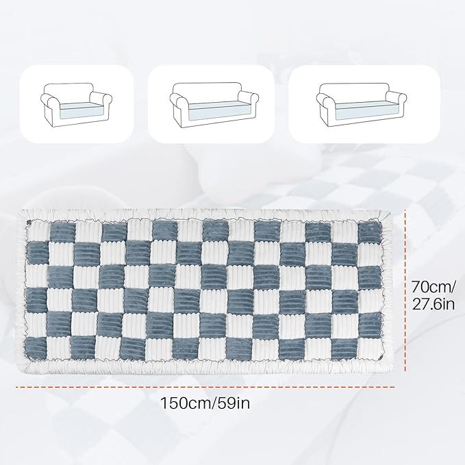 FUNYKICH Dog Couch Cover Protector(27.6 x 59 Inch), Soft Couch Cover for Dogs Washable, Non Slip Pet Couch Covers for Sofa, Blue-Grey