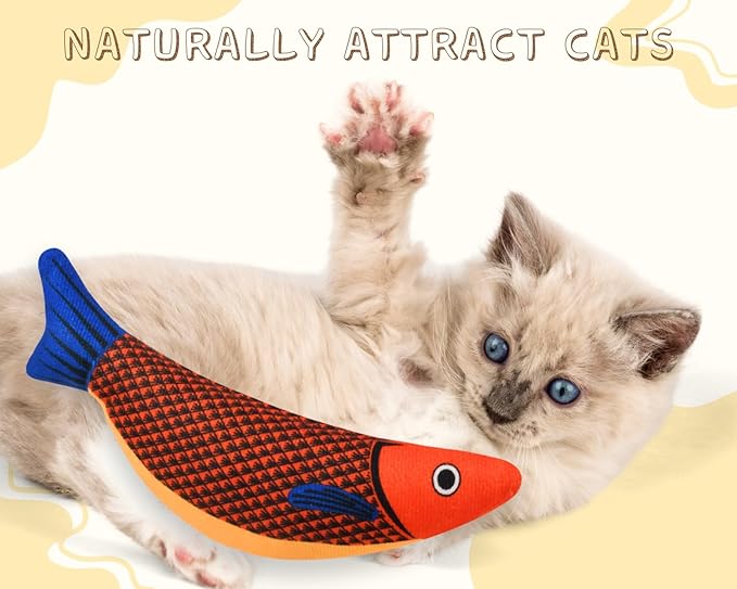 DS.DISTINCTIVE STYLE 3 Pack Catnip Cat Toys with Subtle Sound - Kicker & Interactive Fish Shapes for Kittens and Adult Cats
