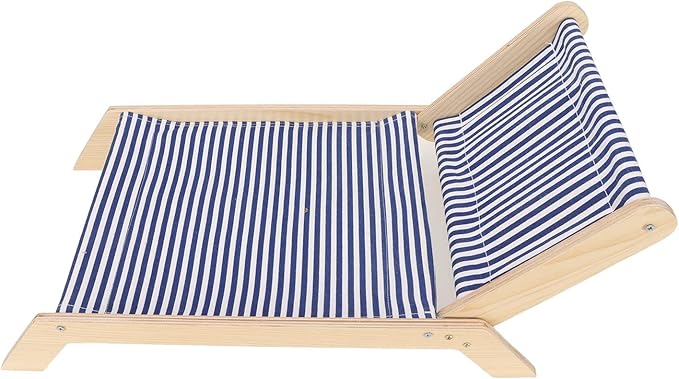 Cat Hammock Bed with Wooden Frame, Anti Shaking Swing Chair for Cats, Premium Sisal and Canvas Raised Sleeping Bed with Scratcher, Minimalist Design Pet Furniture for All Seasons (Beach Chair)