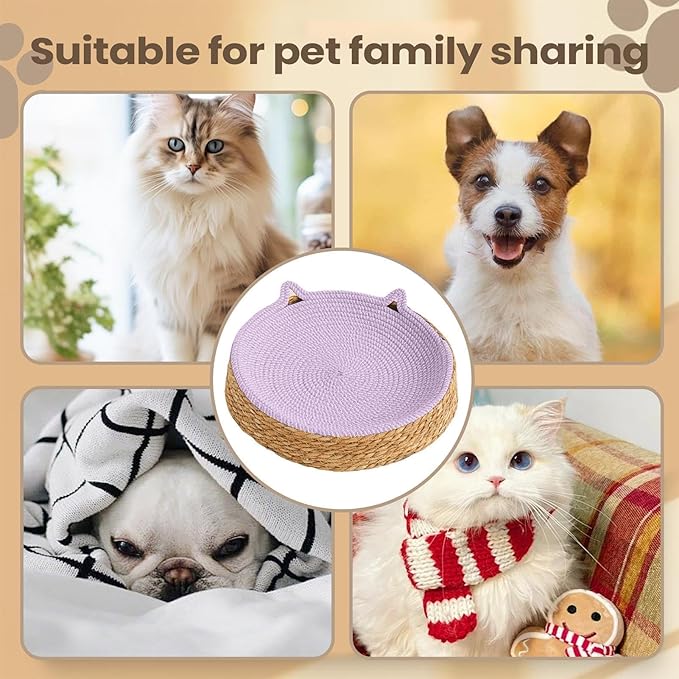Cat Lounge Disc Bed Circular Sisal Fiber Ventilated Cooling Scratch Board Pad Rest Sleep Toy Tunnel Jump Fitness Paw Care Relaxation Ergonomic Nonslip FurnitureSafe Premium