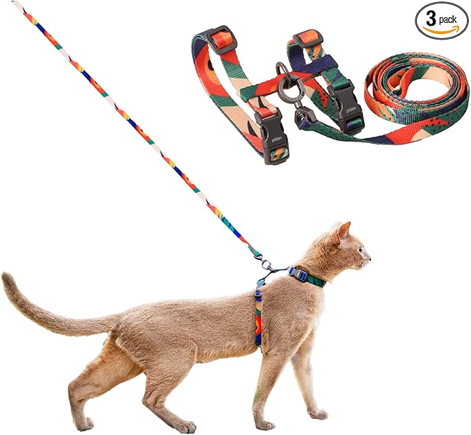 pidan Cat Harness and Leash Set, XL Size for Large Cats, Escape Proof - Adjustable Kitten Harness for Large Small Cats, Lightweight Soft Walking Travel Petsafe Harness (Multicolor-XL Size)