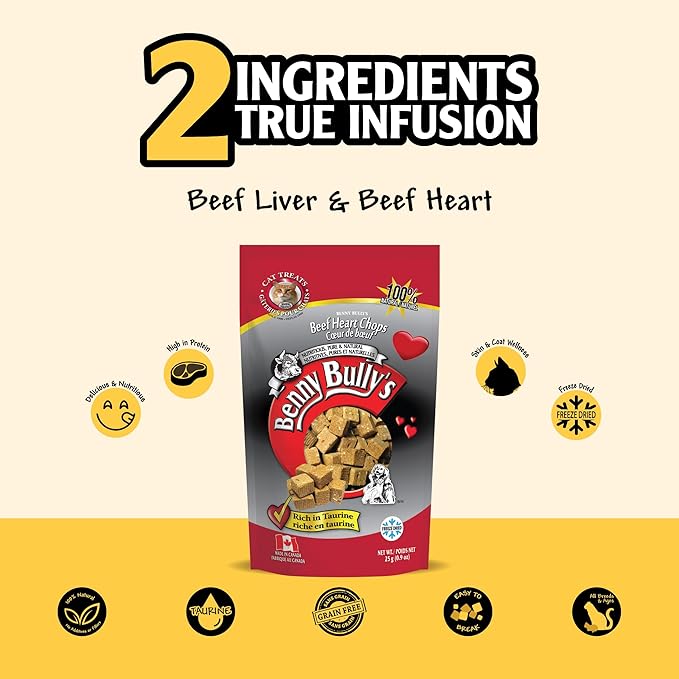 Benny Bullys Beef Liver Plus Beef Heart - Cat Treats - 25g/ 0.9oz (4 Pack)