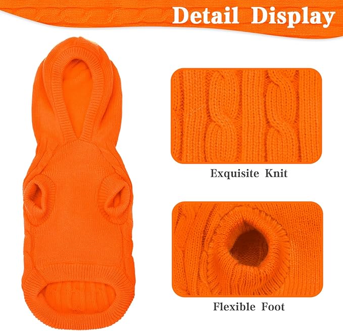 PUPTECK Winter Dog Cat Sweater Coat - Soft Cold Weather Clothes Knitwear for Kitties & Small Dogs Indoor Outdoor Walking Warm, Knitted Classic for Doggies Kitties Girls Boys, Orange L