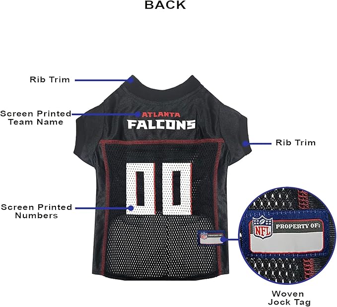 Pets First NFL Atlanta Falcons Dog Jersey, Size Medium, Football Shirt Costume for Pet, Dog Sports T-Shirt, NFL Team Clothing for Cats, Licensed Pet Apparel Available in 7 Sizes and 32 Teams