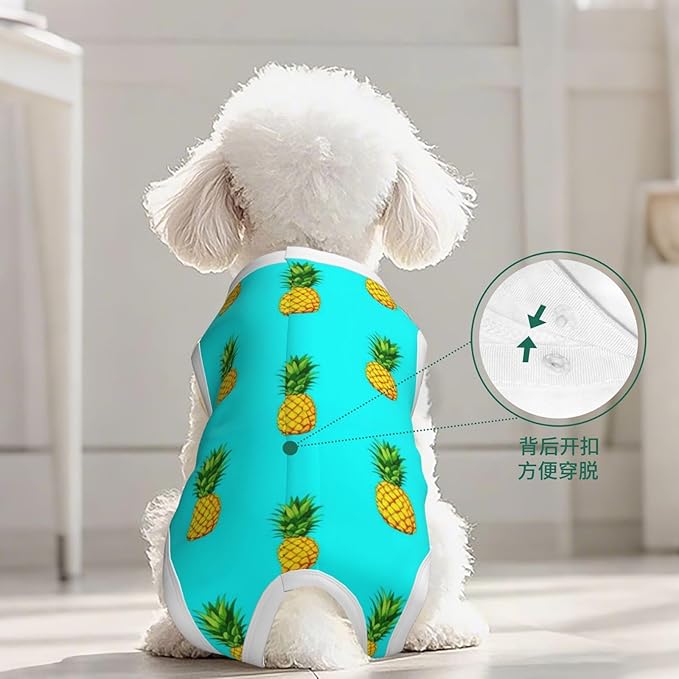 Tropical Pineapples Dog Recovery Suit After Surgery for Small and Medium Dogs