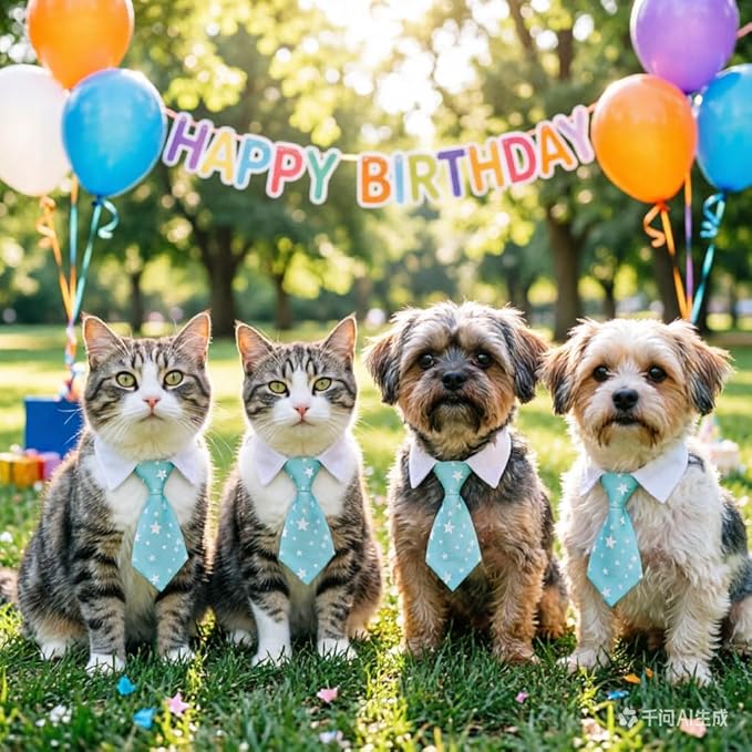Cat tie and Dog tie Clothing, can be Adjusted According to the Neck Circumference of Pets, is Definitely the Most Handsome pet for Birthday Parties,Weddings, Photography. (Blue, Small)
