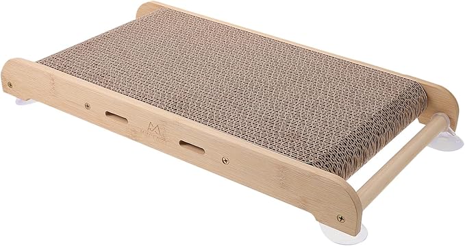 PRETYZOOM Large Cat Scratching Board and Corrugated Cat Bed with Wood Frame for Furniture Protection Suitable