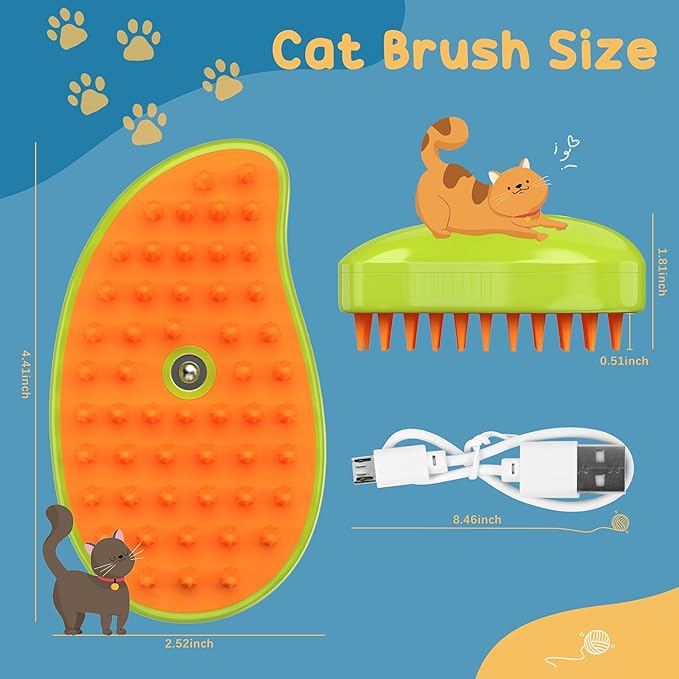 GIGART Cat Steam Brush for Shedding Cat, 3 in 1 Steamy Water Pet Hair Removal Comb, Self-Cleaning Steam Grooming Multifunctional Hair Removal Comb for Shedding Brush Dog and Cat (Green)