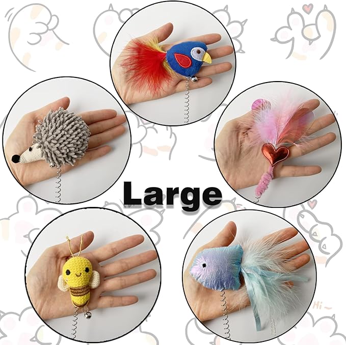 5PCS Cat Toys,Cat Wand Toy,Cat Scratcher Toys,Cat Scratcher Plug-ins & Cat Fun Themselves Play Toys,Fun Toy for Cat Kitty Kitten Puppy. (5PCS), Large