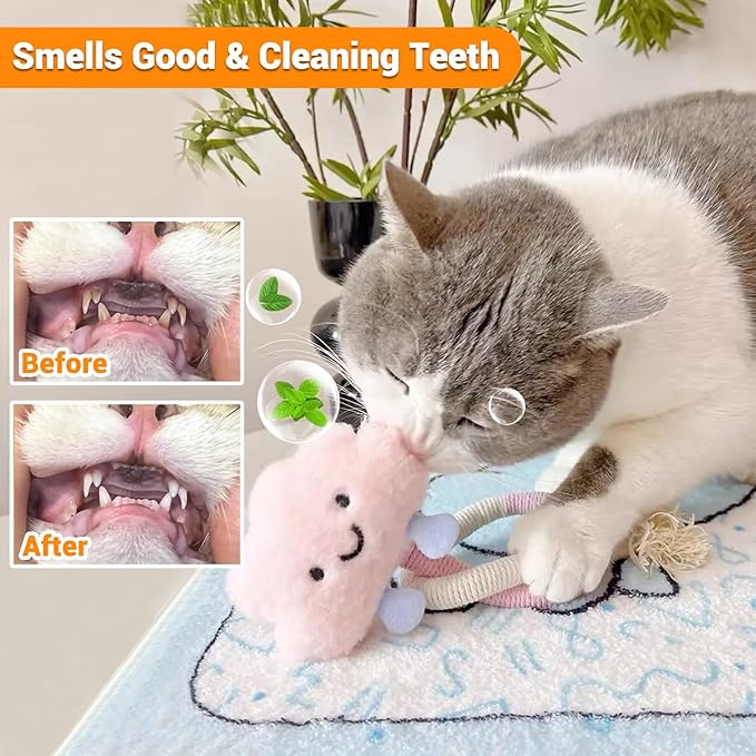Kingtree Cat Rope Toys, 2 Pack Cat Toy Chew Ropes Without Wire, Bite Resistant Catnip Rope Toys for Indoor Cats Teeth Cleaning and Interactive Play