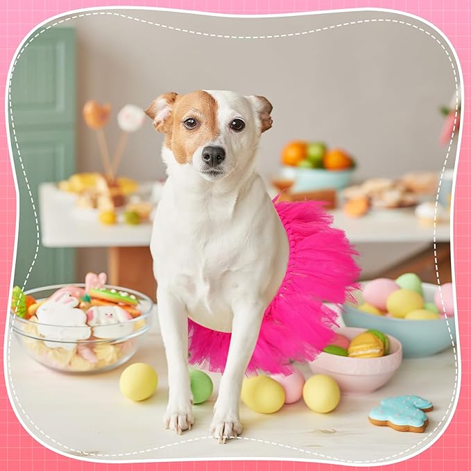 Dog Tutu Tulle Tutu for Dogs Small Large Medium Puppy Dress Ballerina Costume Skirt for Holiday Puppy Cats Bunny Pet Outfit Birthday Wedding Party Photo Prop Supplies(Hot Pink)