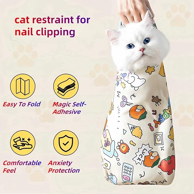 Cat Wrap for Cutting Nails Cloth Burrito Wrap for Nail Clipping,Scratch and Escape Prevention,Multi-Purpose Swaddle Wrap Pet Worker (Farm + House, 27.56inchx27.56inch)