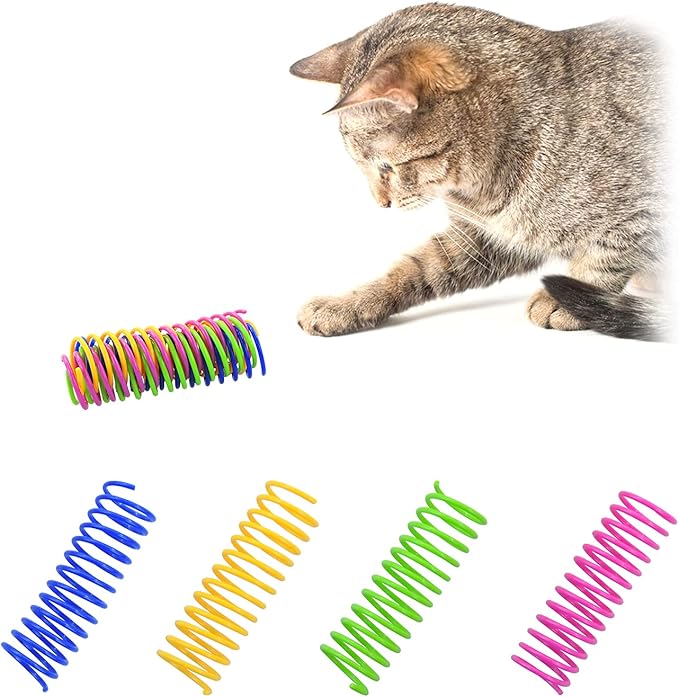 WishLotus Cat Toys for Indoor CatsInteractive 3.34in 4 Colors Cat Spring Toy, 8pc Big Springs Set Lightweight High Elasticity Cat Spiral Springs for Cats to Swat, Hunt to Kill Time (8pcs)
