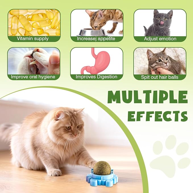 4 Pack Catnip Ball Toy 360° Cat Nips for Cats Wall Organic Nips Catnip Ball Toy 360° Cat Nips for Cats Organic