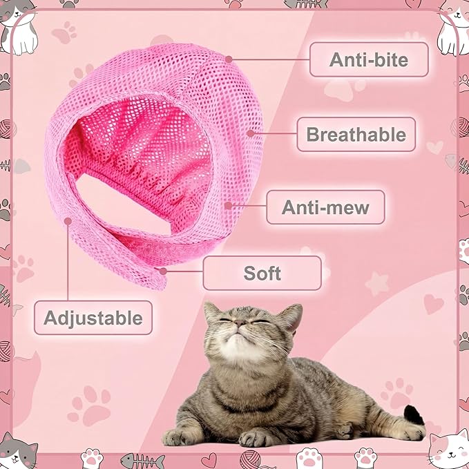 10 Pcs Cat Bathing Bag Set Mesh Shower Bag Anti Bite and Scratch Pet Grooming for Washing Brush, Cat Muzzle, Nail Clipper, Nail File, Tick Tool (Gray and Pink)