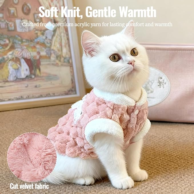 Dog Sweater for Small Dogs Puppy Cats Winter Warm Soft Pet Clothes Pullover Cute Extra Small Dog Apparel, Cat Sweaters for Cats Only Fit Chihuahua Yorkie(Pink, XXL)