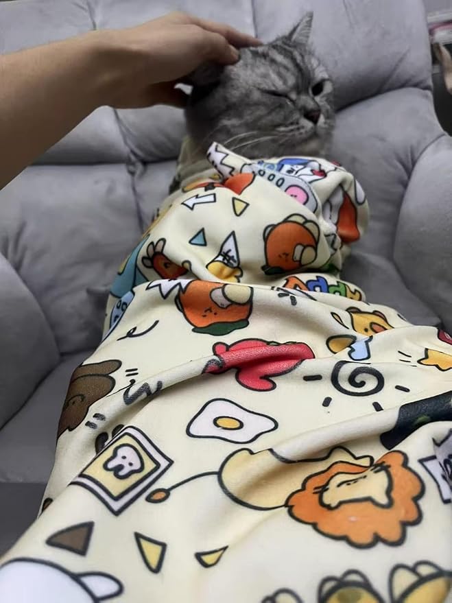 Cat Grooming Wrap, Pet Restraint Bag Cat Wrap for Stress-Free Nail Clipping Anti-Scratch Anti-Escape Multifunctional Care Pet Tool(White,L)