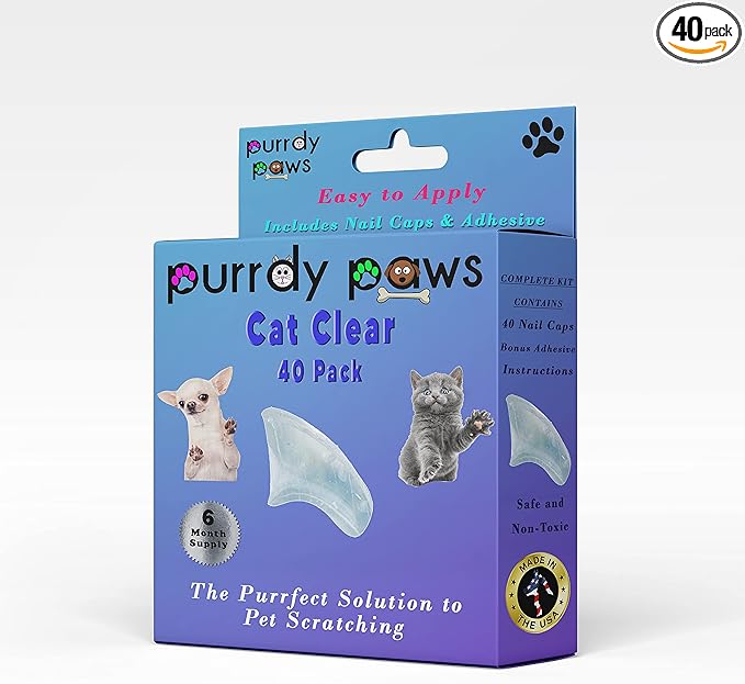 6 Month Supply Soft Nail Caps for Cats Clear Medium - Extra Adhesives