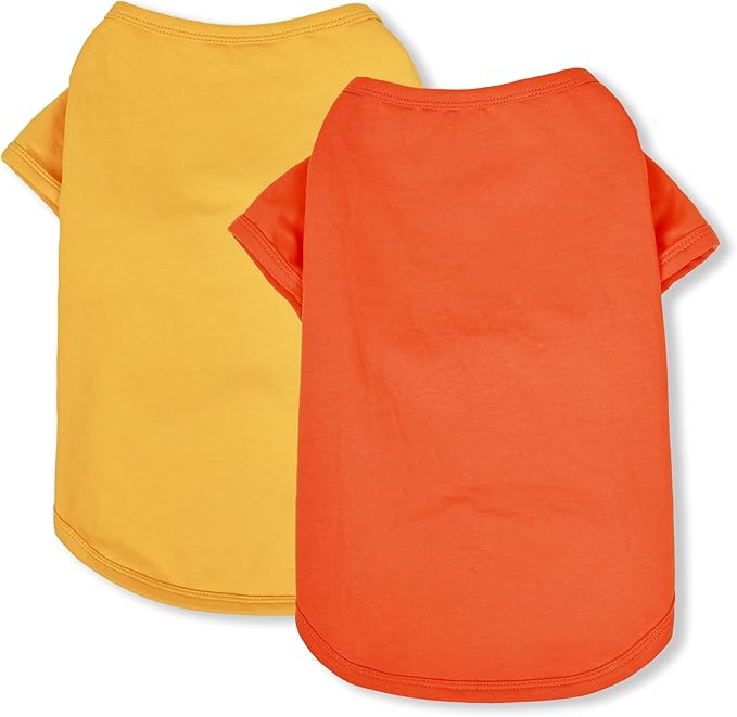 Koneseve Dog Shirts Breathable Cotton Dog Clothes Stretchy T-Shirt for Small Medium Large Dogs Cat Shirt Soft Puppy Outfit Kitten Apparel Pet Pullover Tee Blank Sweatshirt 2-Pack Yellow & Orange 5XL