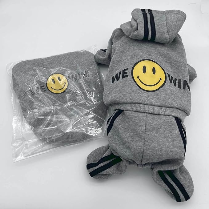 Cute Dog Hoodie Sweater Tracksuit Coat Jacket Winter Pajamas Jumpsuit Clothes Clothing 4-Legs Grey for Cat Puppy Small Medium Big All Type Dogs (3X-Large)