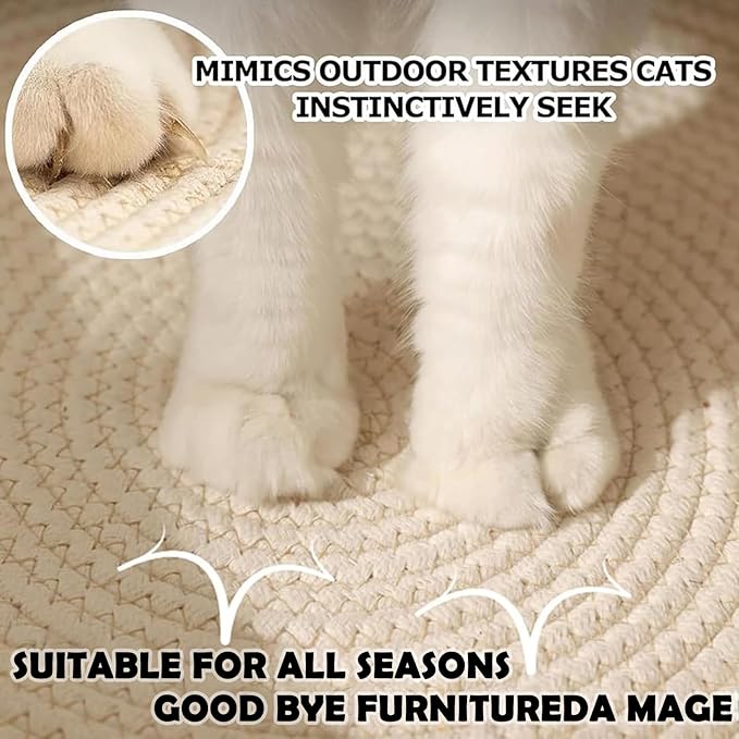 Instinct Basket, Stimuli Cat Bed with Toy Tail, Stimulicat Bed Rope Cotton with Cushion, Cats Ear Design, Breathable All Season Universal, Scratch-Resistant (Gray,Small)