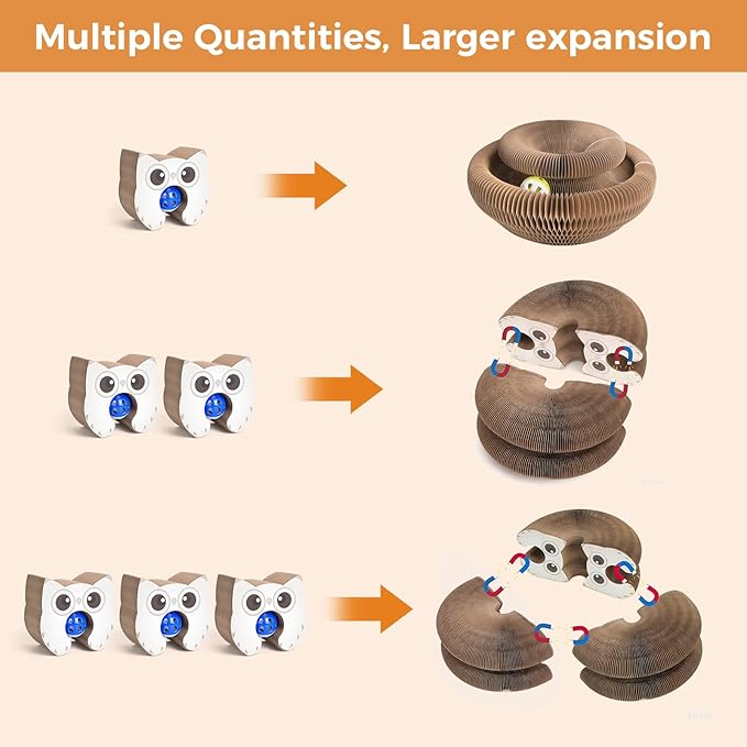 2-Pack Magic Organ Cat Scratcher, Cardboard Kitty Cat Toy with Interactive Ball Track, Foldable Cat Toy Cardboard Ring for Indoor Multi-Cat Homes, Fun Intelligence Exercise & Furniture Protection