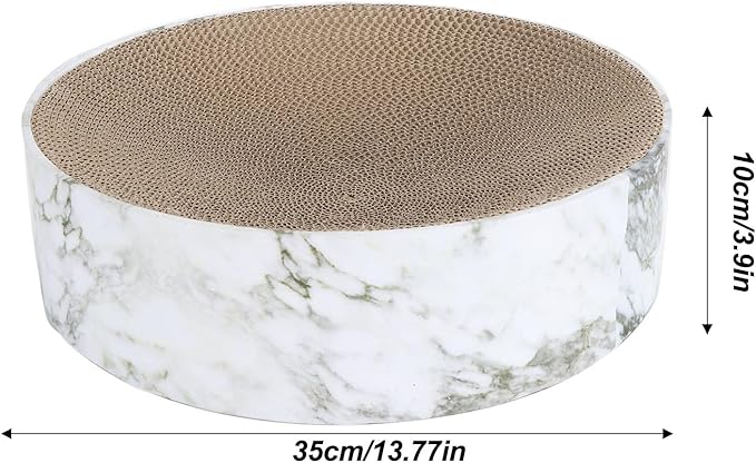 Round Cat Scratcher Bed, Corrugated Cardboard Scratching Pad Bowl for Medium Large Cats, Marbling Design Furniture Protector