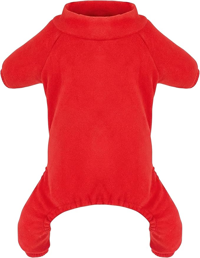 choyaxo Velvet Dog Pajamas Stretchy Pet Clothes Puppy Jumpsuit Solid Color Cat Clothes for Small Pet Dog and Cat (Red, Small)