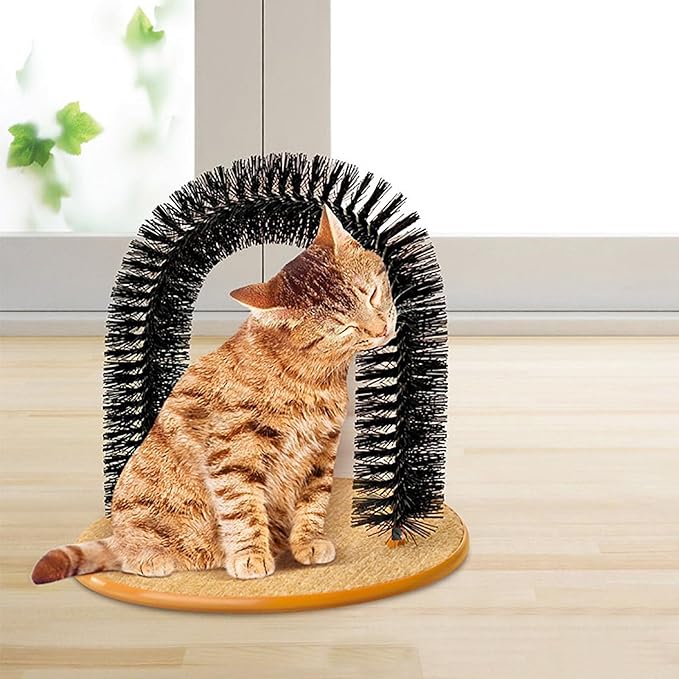 Cat Scratcher,Cat Brushes for Indoor Cats,Self Groomer Scratching Board Scratch Pad,Cat Face Head Self Grooming Brush Post for Deshedding w/Cute Kitten Toy