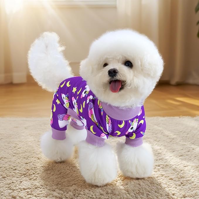 XPUDAC Dog Pajamas for Small Medium Dogs, Strechy Soft Dog Clothes for Dogs Girl Boy Pet Jumpsuit, Cat Onesie-L