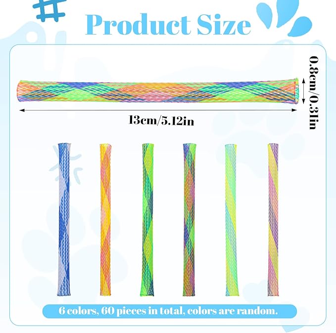 ElevateTech Cat Spring Toys Cat Tube Spring Toy Interactive Cat Toy for Indoor Cats Plastic Spring Coils Attract Cats to Swat Bite Hunt 3.66 × 1.85 × 0.12 inches Multicolor 60Pcs