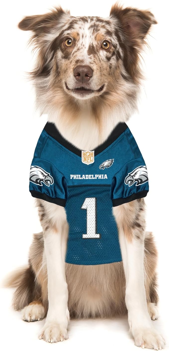 NFLPA Jaylen Hurts PET Jersey, NFL Dog Shirt, Size Large, Philadelphia Eagles Mesh Jersey for Dogs